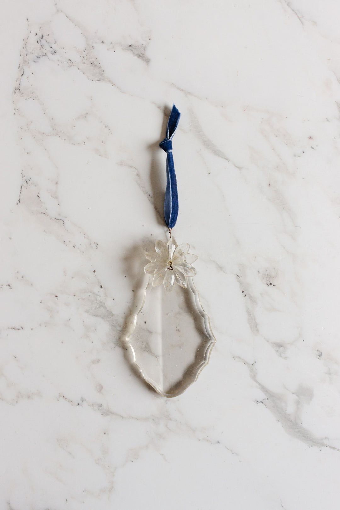 antique french extra large hand cut crystal chandelier ornament with flower top