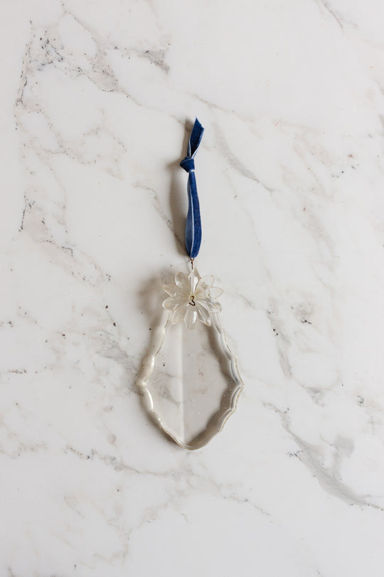 antique french extra large hand cut crystal chandelier ornament with flower top