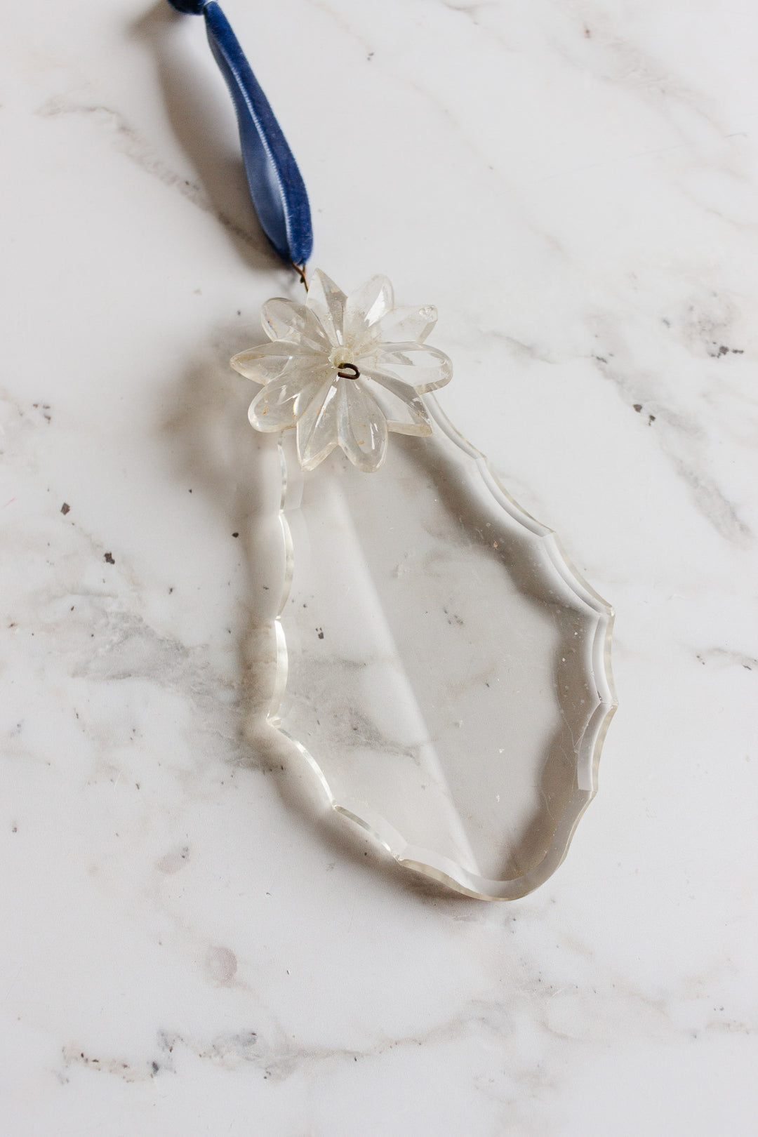 antique french extra large hand cut crystal chandelier ornament with flower top