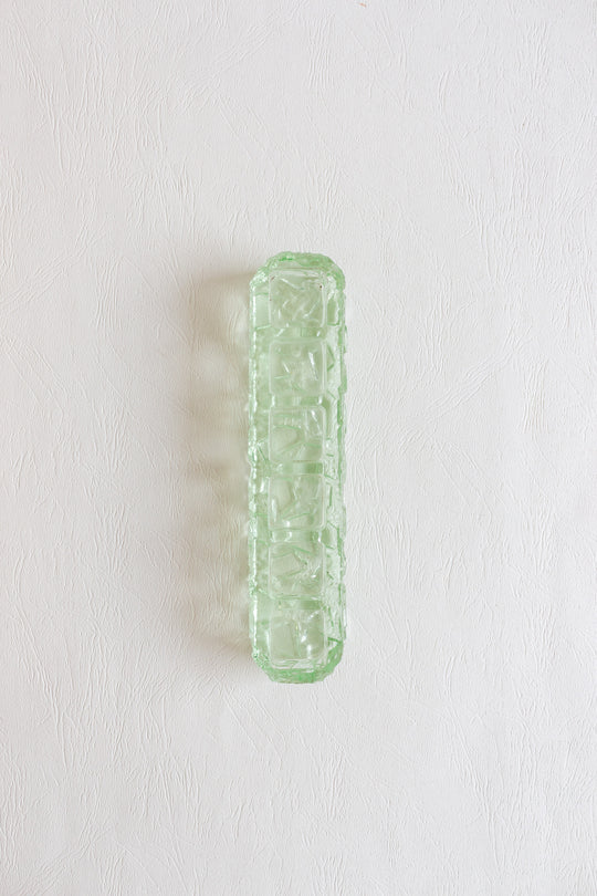 midcentury french green cut glass tray