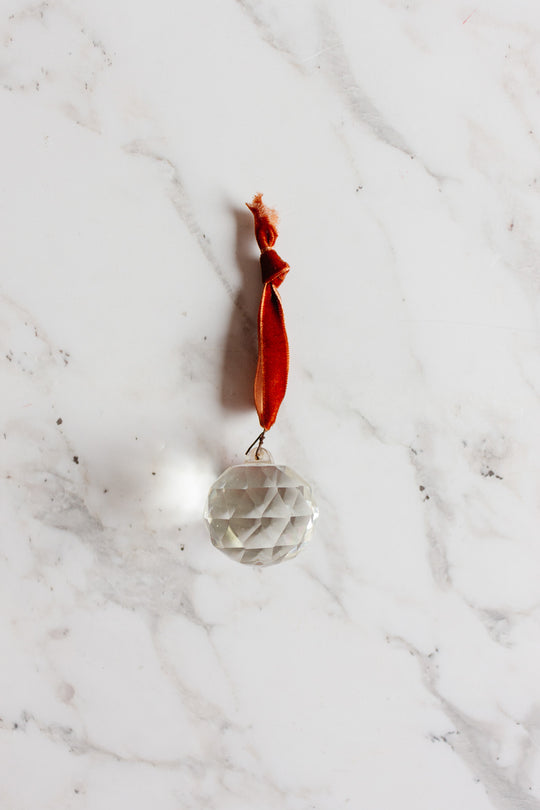 rare antique french hand cut crystal "disco ball" pendant