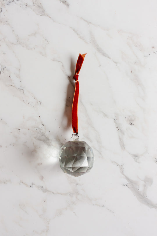 rare antique french hand cut crystal "disco ball" pendant