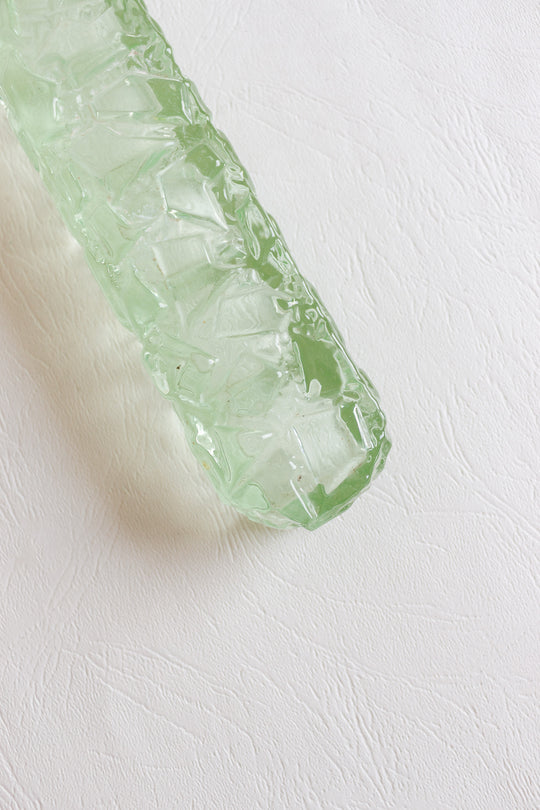 midcentury french green cut glass tray