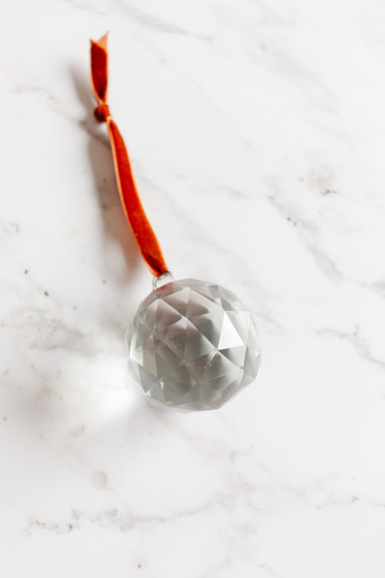 rare antique french hand cut crystal "disco ball" pendant