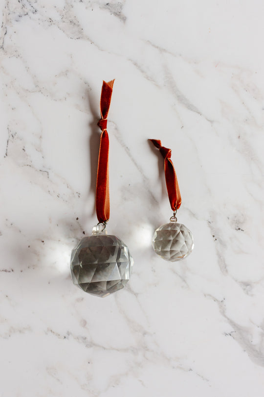 rare antique french hand cut crystal "disco ball" pendant