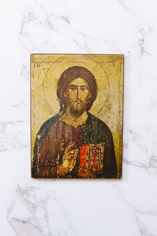vintage German religious icon, “Christ Pantocrator”