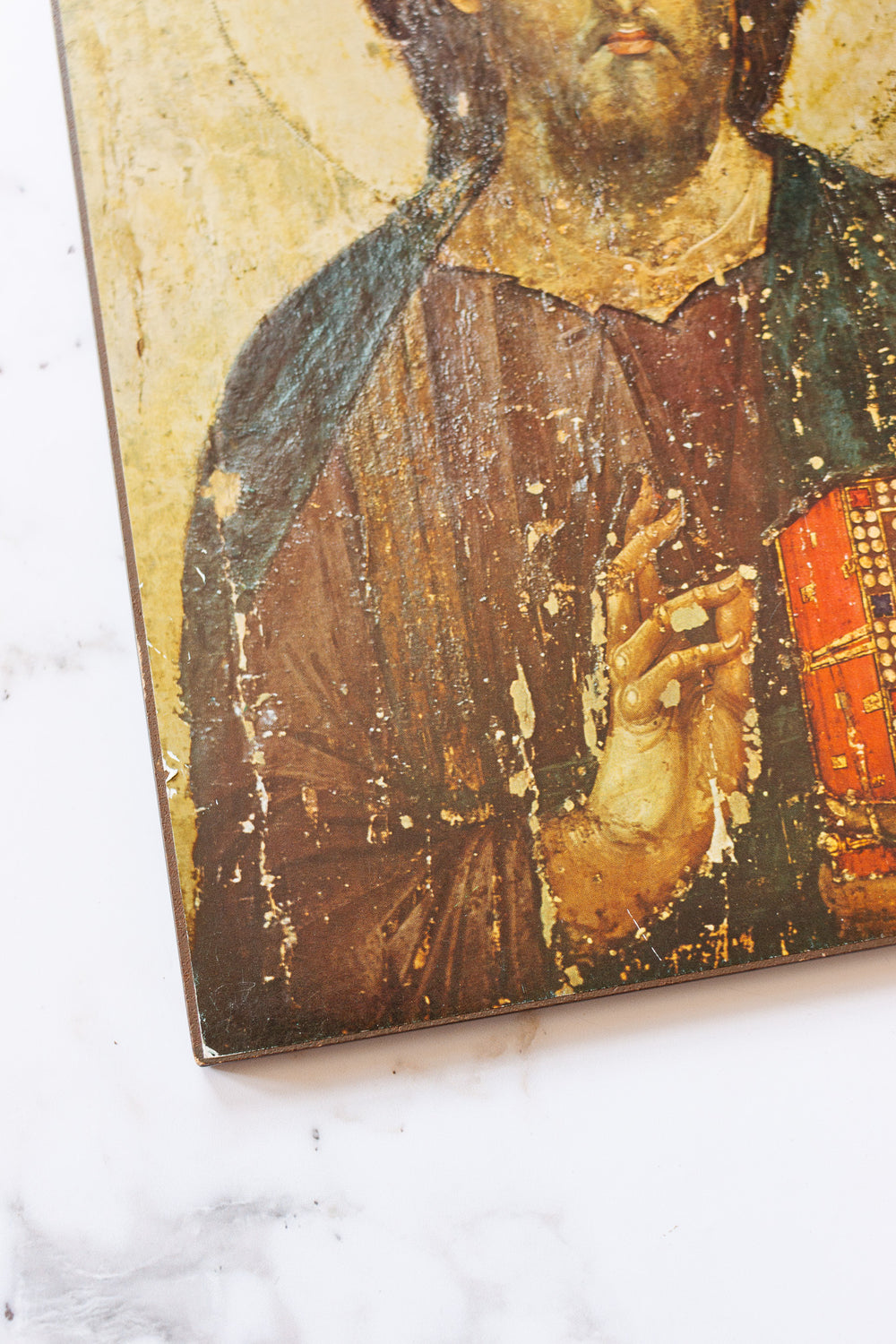 vintage German religious icon, “Christ Pantocrator”