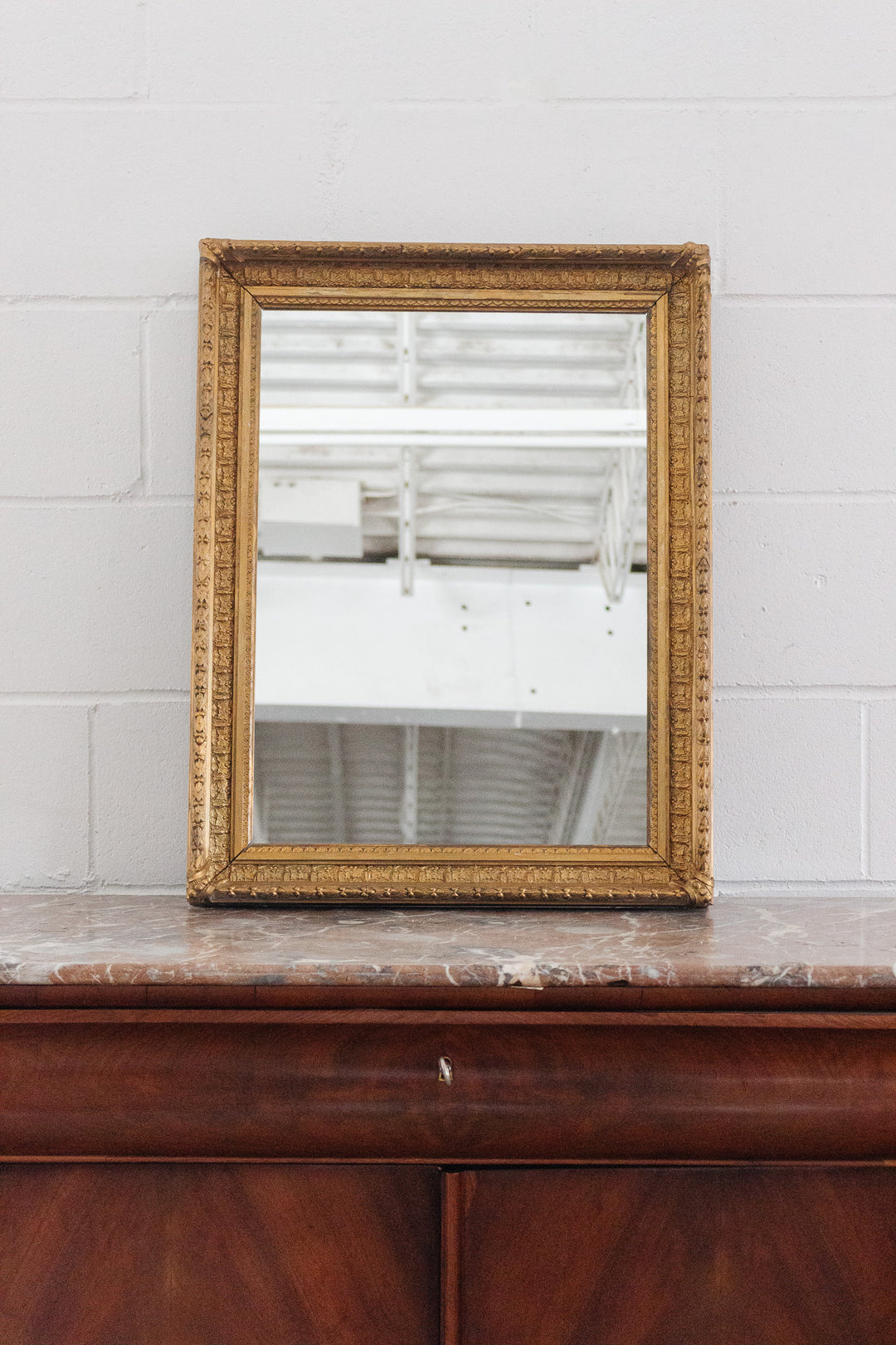 antique french wood and plaster mirror