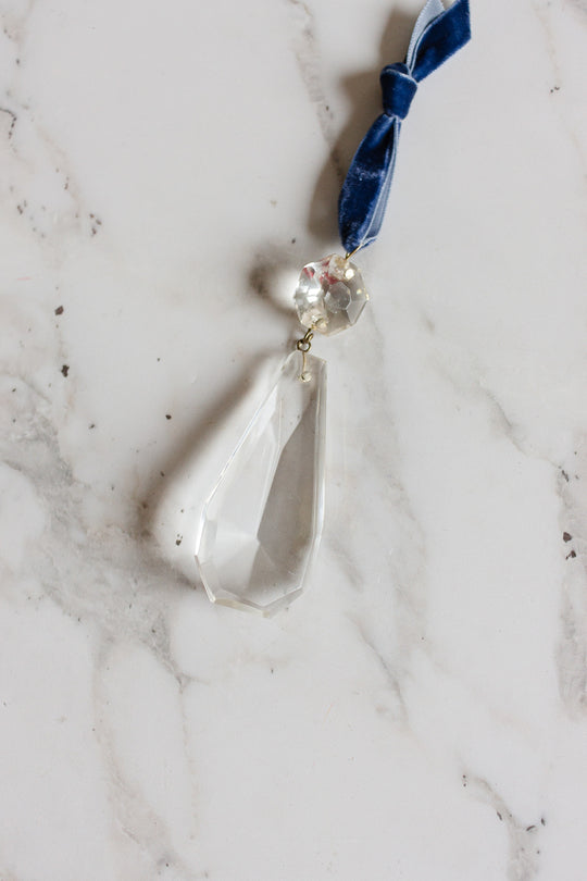 antique french cut crystal teardrop chandelier ornament with petite crystal