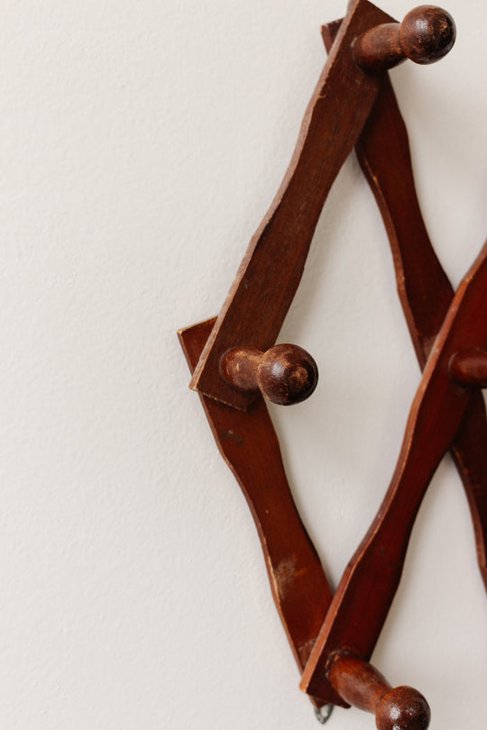 vintage french accordion style wood hooks