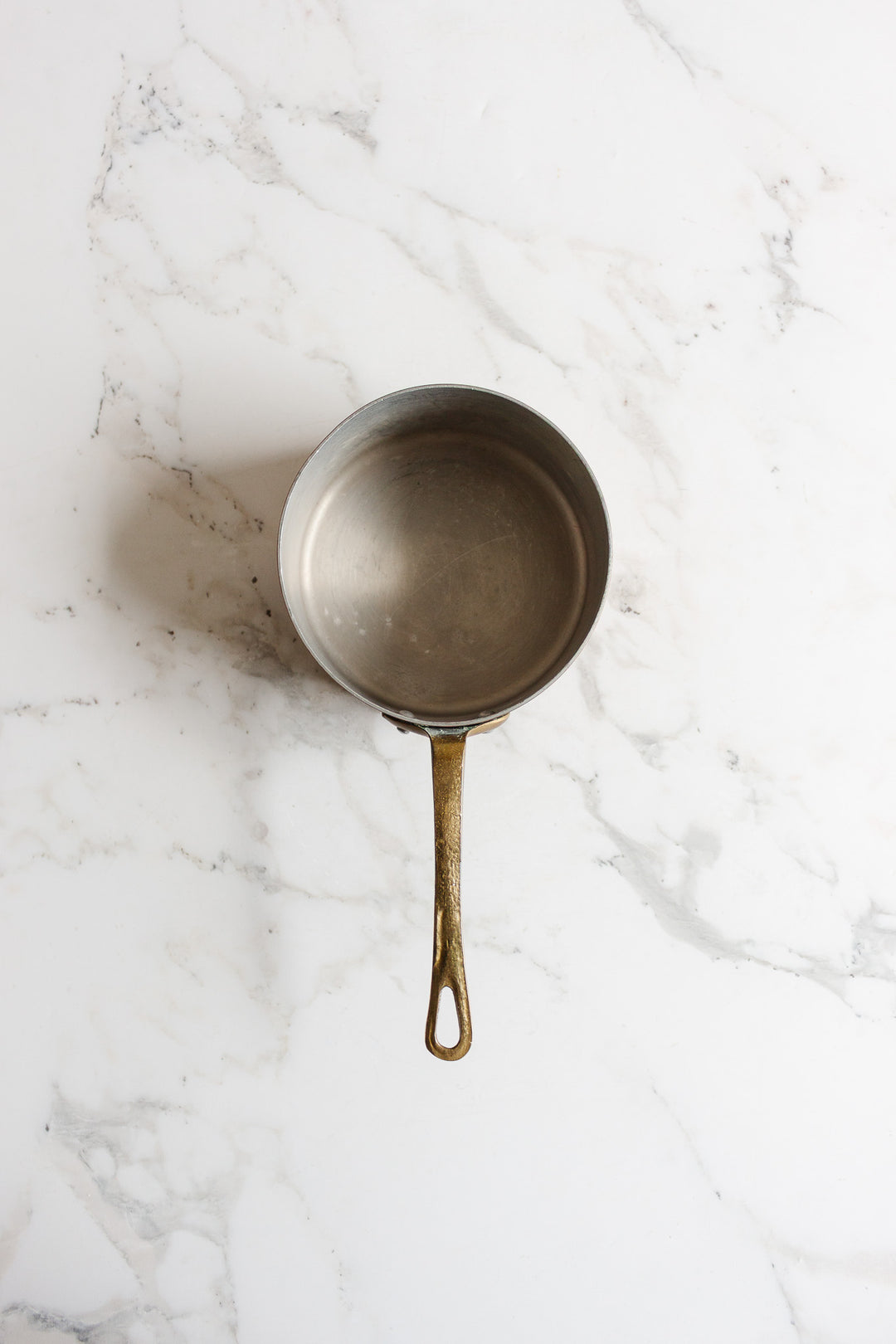 vintage french trio of small copper pots