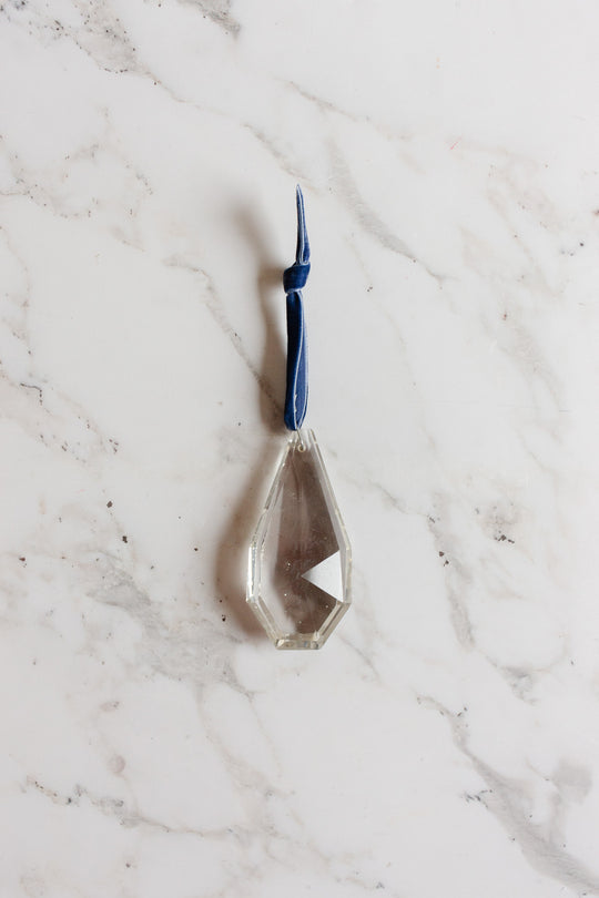 antique french cut crystal teardrop chandelier ornament with petite crystal