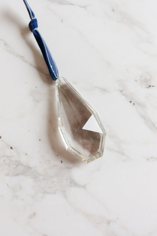 antique french cut crystal teardrop chandelier ornament with petite crystal