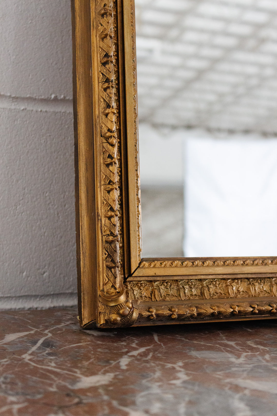 antique french wood and plaster mirror