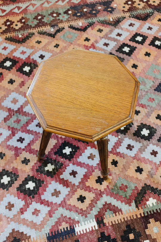 vintage french oak turned leg stool