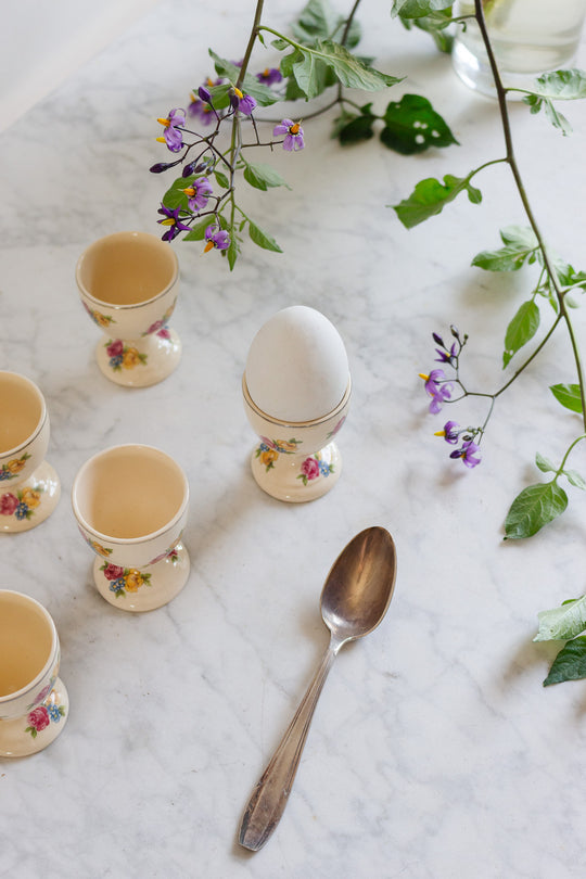 vintage czech porcelain egg cups, set of 5