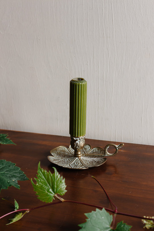 antique french brass flower chamberstick