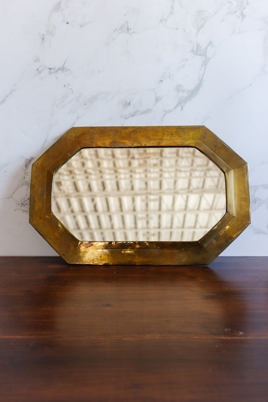 antique moroccan brass elongated mirror