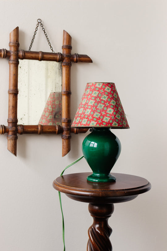 vintage french emerald green baluster form lamp with shade