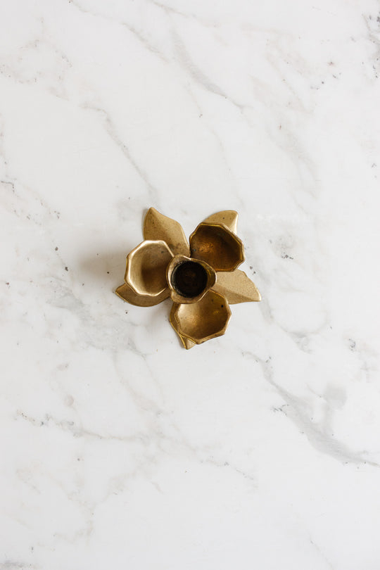 pair of vintage french lotus candlesticks