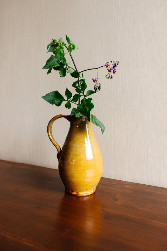 vintage french glazed yellow pitcher