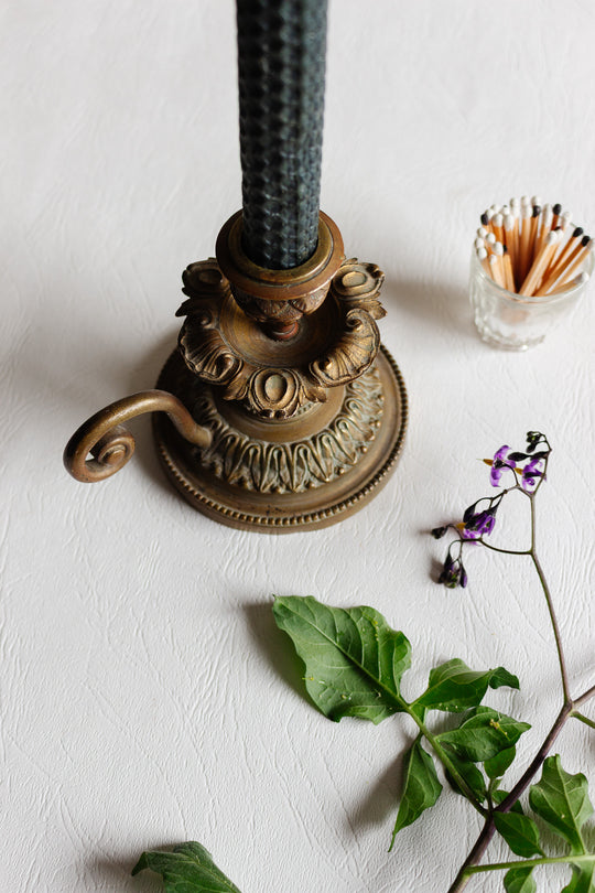 vintage french cast metal chamberstick