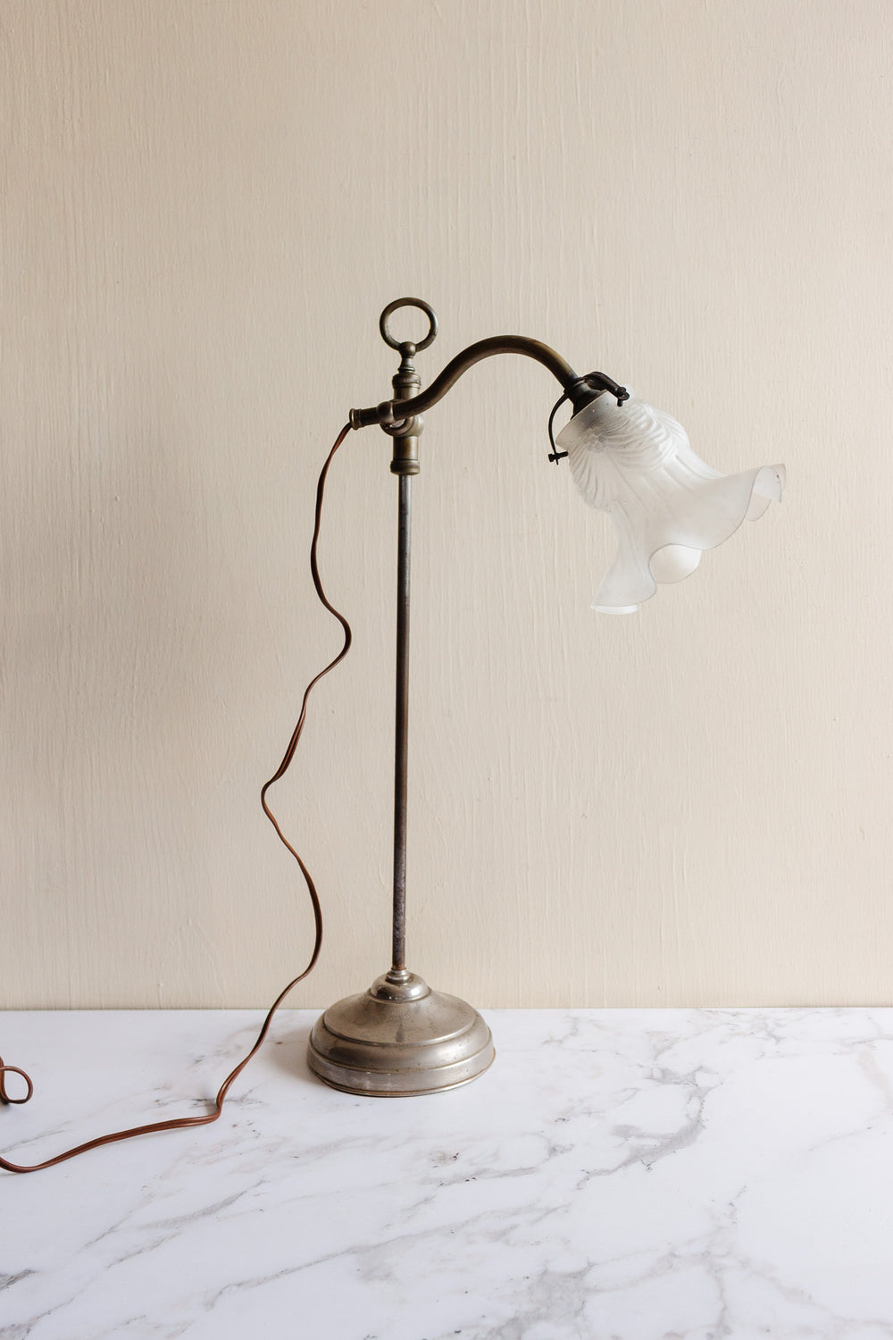 1930s French nickel plated articulating gooseneck lamp