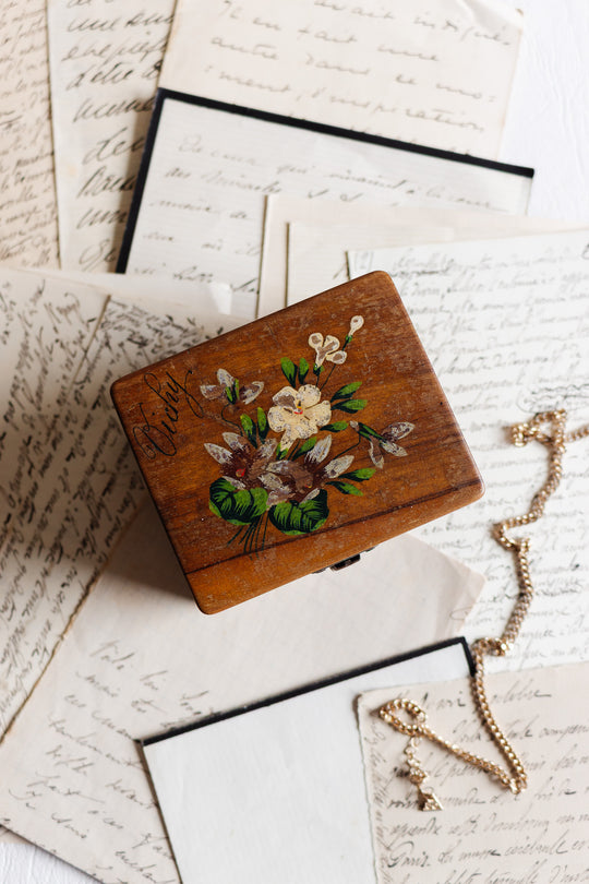 antique french olive wood Vichy souvenir box