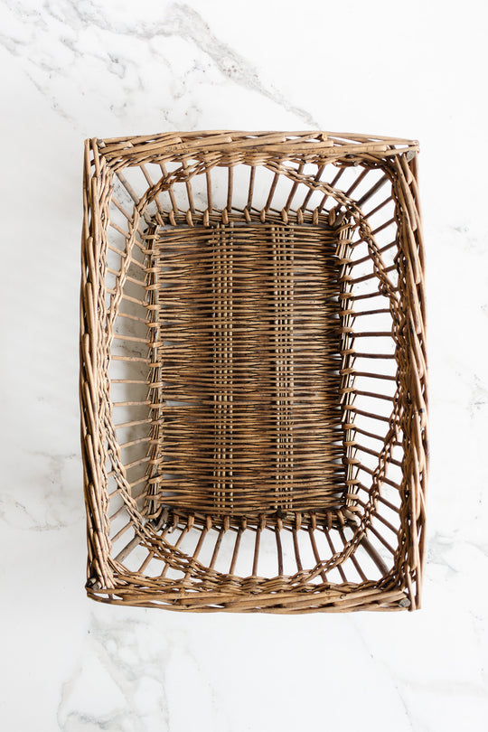 antique french handmade spindle panier