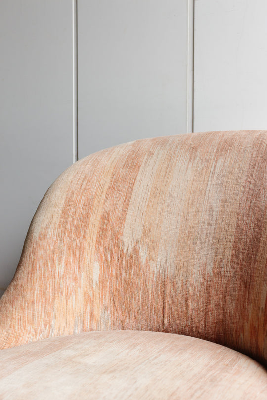 pair of vintage french pink crapaud chairs with fringe