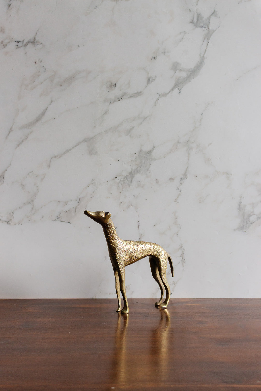 vintage french embossed brass greyhound