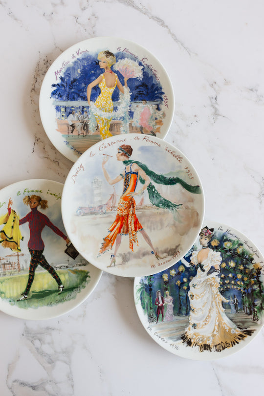 d'arceau limoges "les femmes du siecle" vintage set of 4 plates