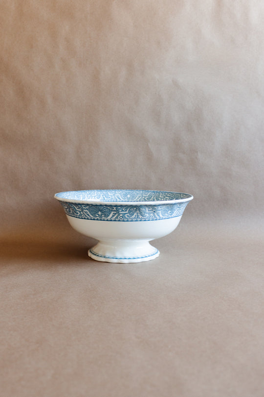 vintage French transferware pedestal bowl