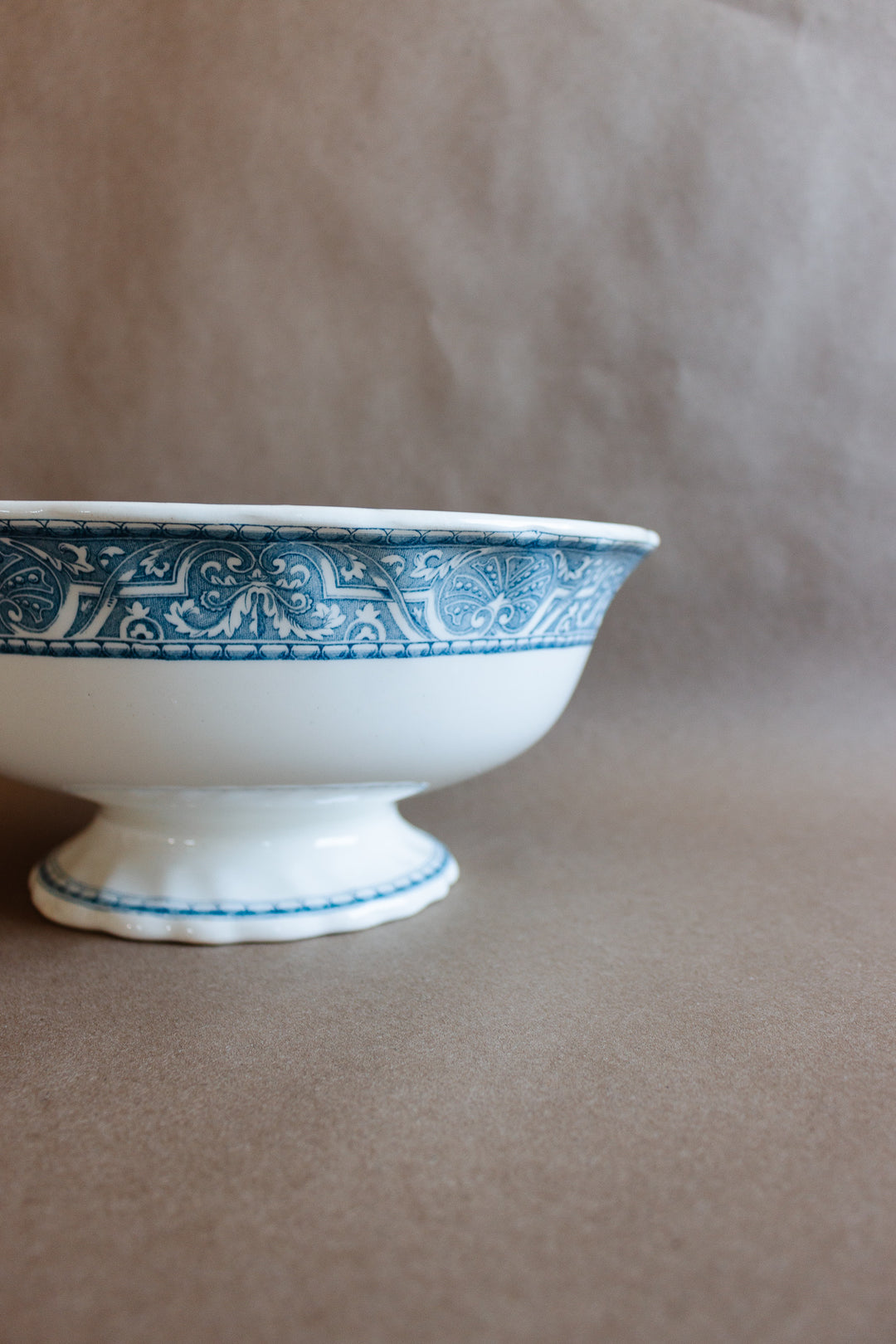 vintage French transferware pedestal bowl