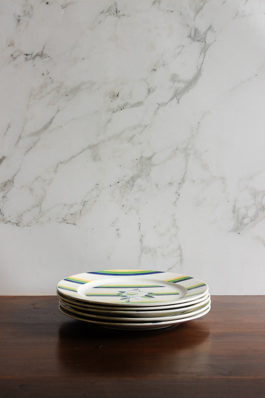 rare set of 5 art deco sarreguemines "astral" plates