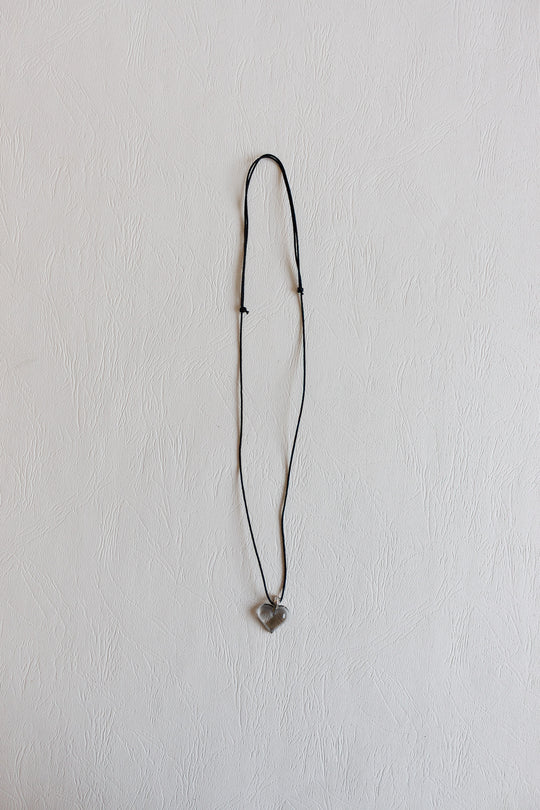 vintage french lalique crystal heart necklace