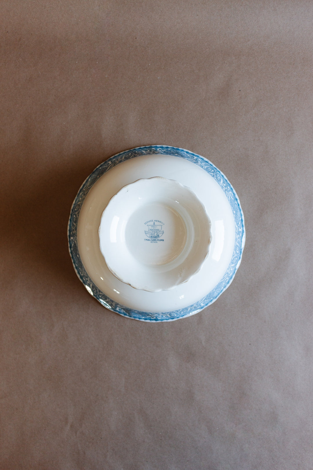 vintage French transferware pedestal bowl