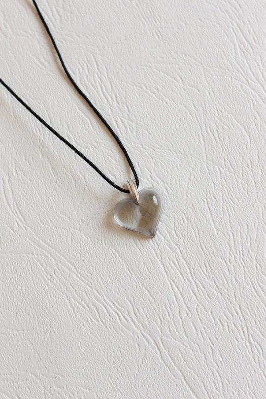 vintage french lalique crystal heart necklace