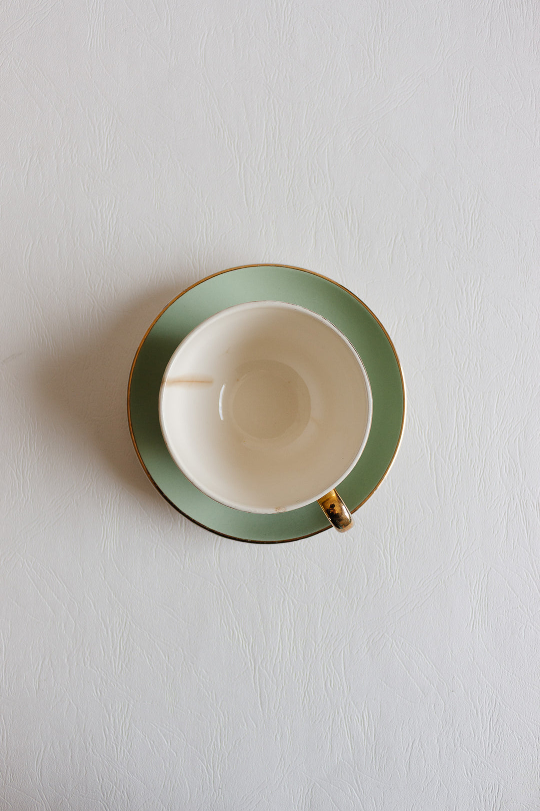 vintage french villeroy & boch seafoam green "moi et toi" pair of teacups and saucers