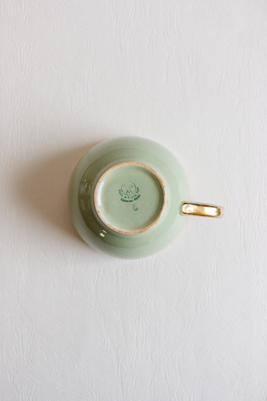 vintage french villeroy & boch seafoam green "moi et toi" pair of teacups and saucers