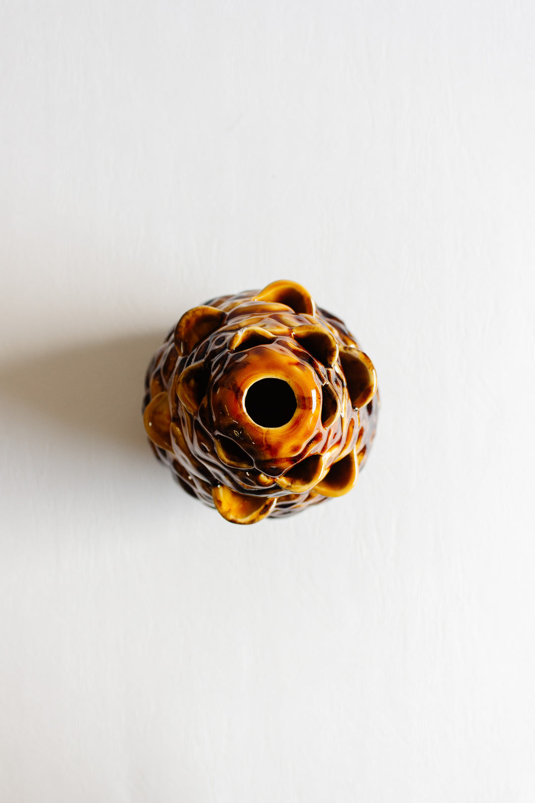 midcentury french majolica pinecone "pique-fleur" vase