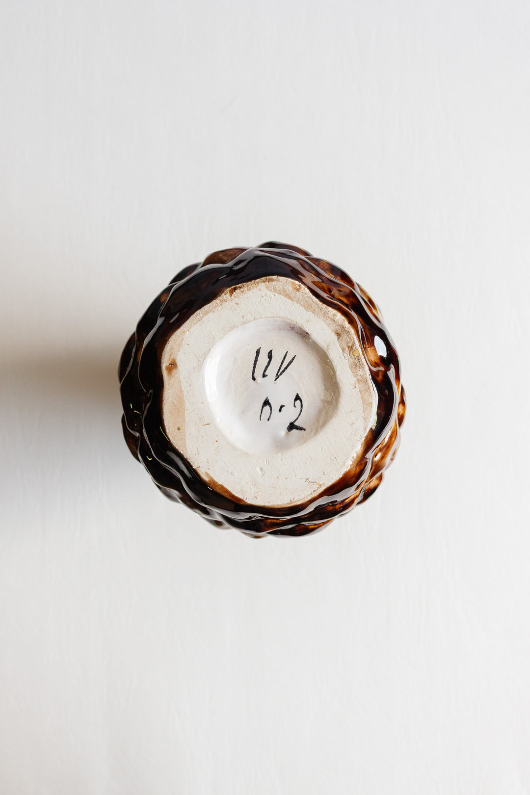 midcentury french majolica pinecone "pique-fleur" vase