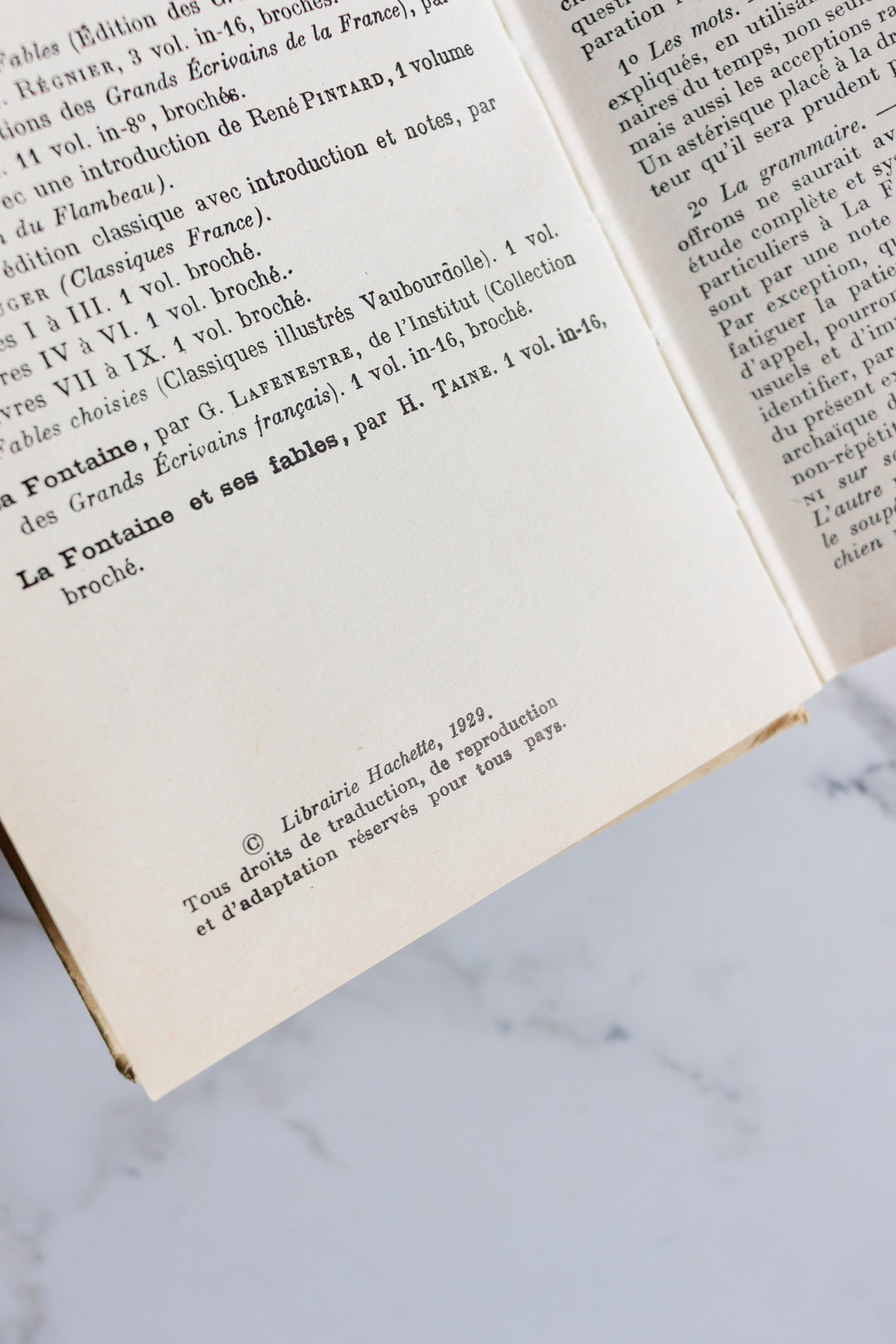 1929 french school edition — fables by jean de la fontaine