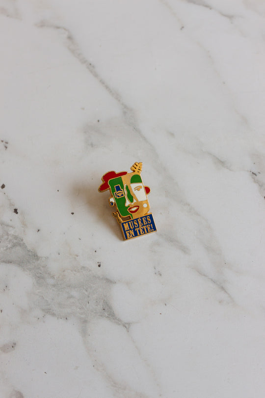 vintage french abstract face pin