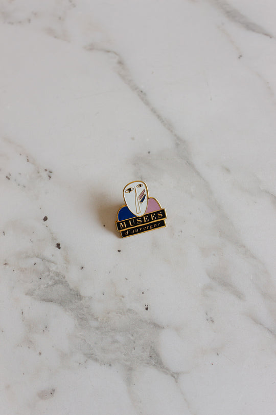 vintage french abstract face pin