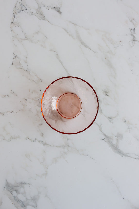 french rosaline pink glass bowls, set of 5