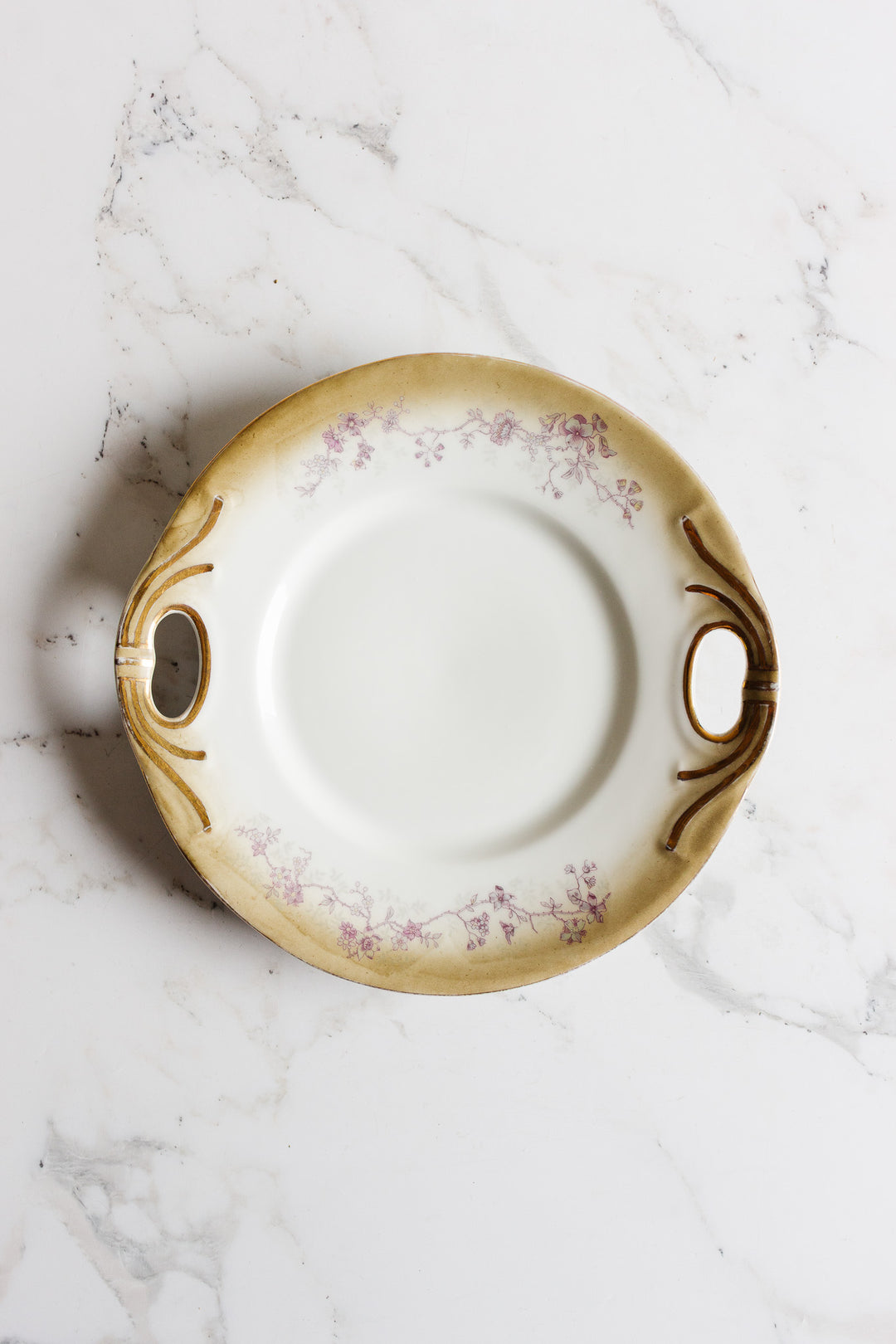 turn of the century "elite limoges" hand painted cake plate