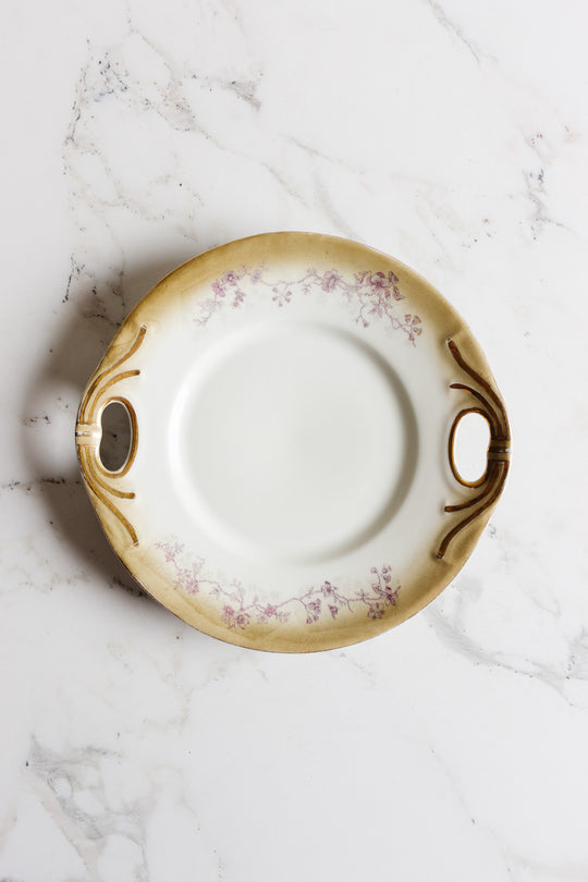 turn of the century "elite limoges" hand painted cake plate