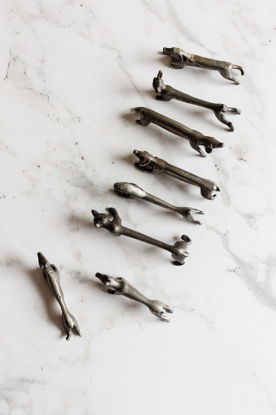 set of 8 antique french "zoomorphe" knife rests