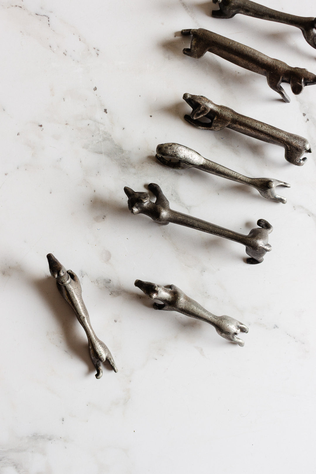 set of 8 antique french "zoomorphe" knife rests